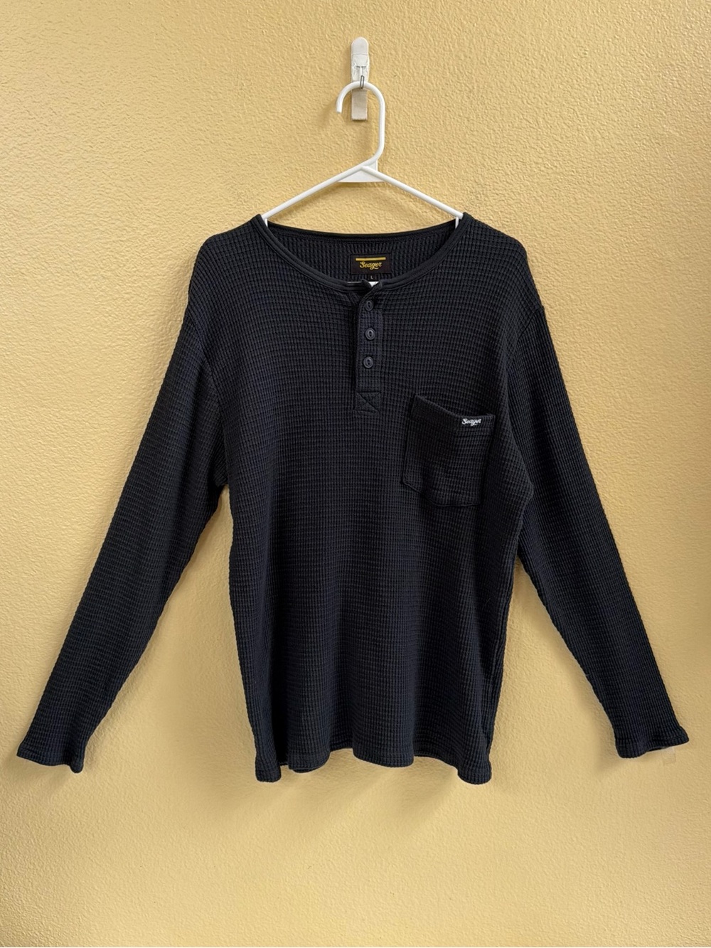 Seager Long Sleeve Henley Waffle Knit Shirt - Charcoal - Picture 3 of 7